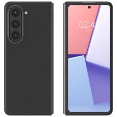   Samsung Galaxy Z Fold5 SM-F946B, Műanyag hátlap védőtok, közepesen ütésálló, ultravékony, Aramid bevonat, karbon minta, Spigen Airskin Pro, fekete
