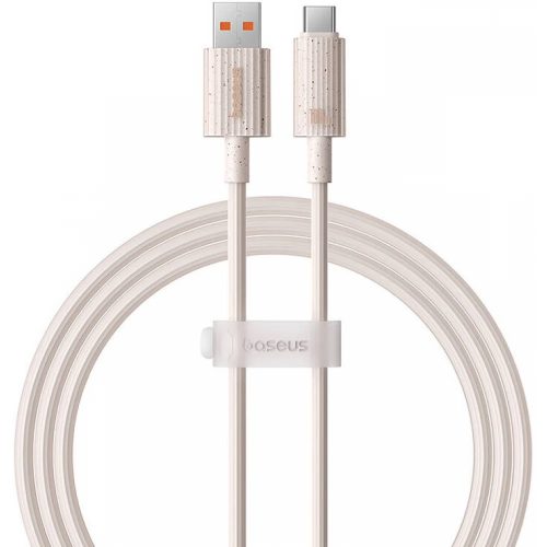 USB töltő- és adatkábel, USB Type-C, 100 cm, 6000 mA, 100W, gyorstöltés, PD, Baseus Habitat, P10360203421-00, rózsaszín