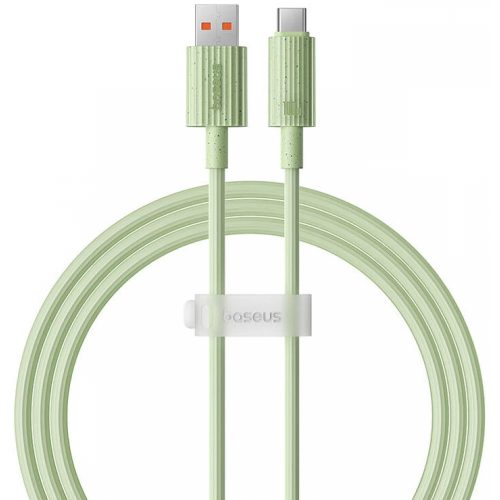 USB töltő- és adatkábel, USB Type-C, 100 cm, 6000 mA, 100W, gyorstöltés, PD, Baseus Habitat, P10360203631-00, világoszöld