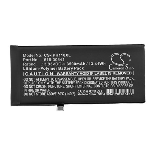 Apple iPhone 11, Akkumulátor, 3500 mAh, Li-Polymer, Cameron Sino, kompatibilis