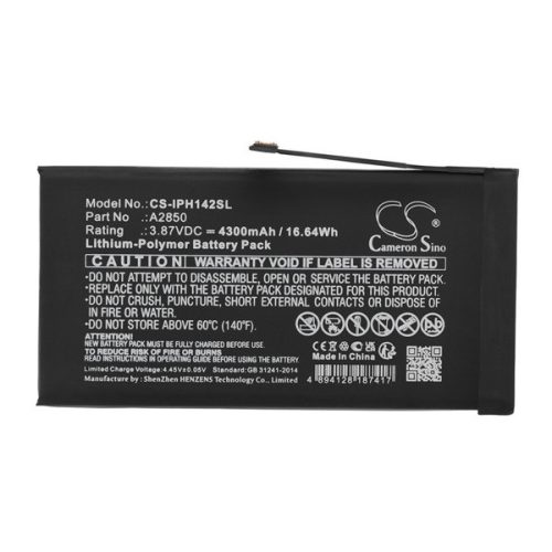 Apple iPhone 14 Plus, Akkumulátor, 4300 mAh, Li-Polymer, Cameron Sino, kompatibilis