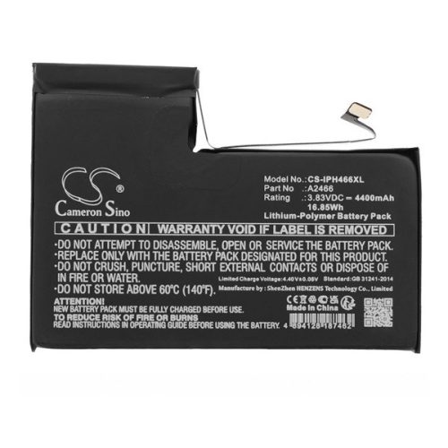 Apple iPhone 12 Pro Max, Akkumulátor, 4400 mAh, Li-Polymer, Cameron Sino, kompatibilis