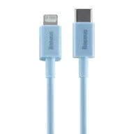   USB Type-C töltő- és adatkábel, Lightning, 100 cm, 20W, törésgátlóval, gyorstöltés, PD, Baseus Superior, CAYS001903, világoskék
