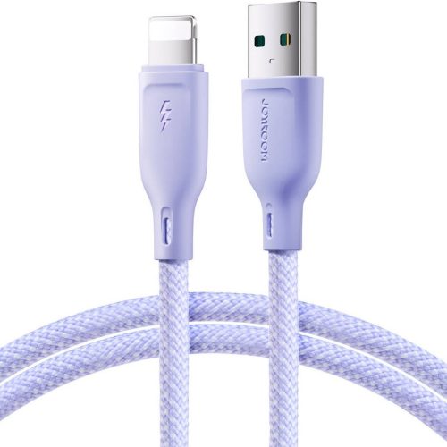 USB töltő- és adatkábel, USB Type-C, 100cm, 100W, gyorstöltés, cipőfűző minta, Joyroom, SA34-AC6, lila