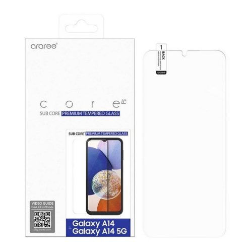 Samsung Galaxy A14 4G / A14 5G SM-A145F / A146B, Kijelzővédő fólia, ütésálló fólia (az íves részre NEM hajlik rá!), Tempered Glass (edzett üveg), Clear, gyári