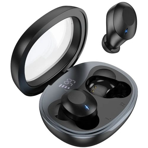 Bluetooth sztereó fülhallgató, v5.3, TWS, töltőtok, zajszűrővel, érintés vezérlés, LED-es kijelző, Hoco EQ3, fekete