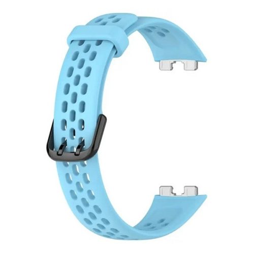 Huawei Band 8 / 9 / 10, szilikon pótszíj, lyukacsos, légáteresztő, világoskék