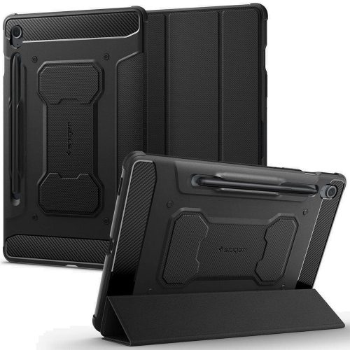 Samsung Galaxy Tab S9 FE (10.9) SM-X510 / X516B, mappa tok, közepesen ütésálló, Spigen Rugged Armor Pro, fekete