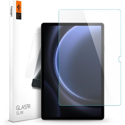 Samsung Galaxy Tab S9 FE Plus (12.4) SM-X610 / X616B, Kijelzővédő fólia, ütésálló fólia, Tempered Glass (edzett üveg), tok barát, Spigen Glastr Slim, Clear