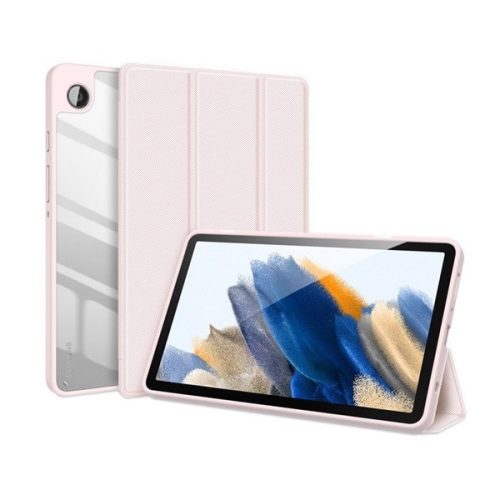 Samsung Galaxy Tab A9 (8.7) SM-X110 / X115, mappa tok, Trifold, légpárnás sarok, közepesen ütésálló, átlátszó hátlap, Dux Ducis Toby, rózsaszín
