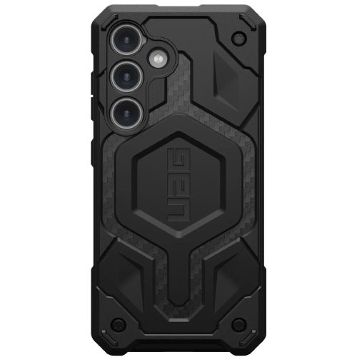 Samsung Galaxy S24 SM-S921, Műanyag hátlap védőtok, szilikon belső, közepesen ütésálló, mágneses, karbon minta, UAG Monarch Pro, mintás/fekete