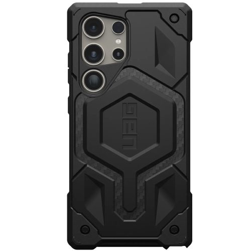 Samsung Galaxy S24 Ultra SM-S928, Műanyag hátlap védőtok, szilikon belső, közepesen ütésálló, mágneses, karbon minta, UAG Monarch Pro, mintás/fekete