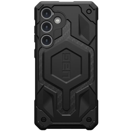 Samsung Galaxy S24 Plus SM-S926, Műanyag hátlap védőtok, szilikon belső, közepesen ütésálló, mágneses, karbon minta, UAG Monarch Pro, mintás/fekete