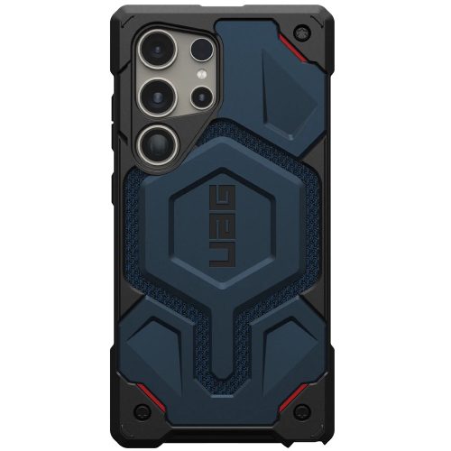 Samsung Galaxy S24 Ultra SM-S928, Műanyag hátlap védőtok, szilikon belső, közepesen ütésálló, mágneses, textil minta, kevlár borítás, UAG Monarch Pro Kevlar, mintás/sötétkék