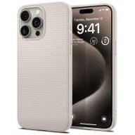   Apple iPhone 15 Pro Max, Szilikon tok, Spigen Liquid Air, háromszög minta, bézs