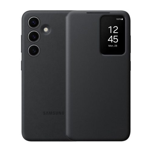 Samsung Galaxy S24 SM-S921, Oldalra nyíló tok, hívás mutatóval, kártyatartóval, Smart View Wallet, fekete, gyári