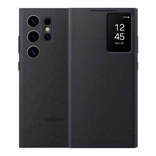 Samsung Galaxy S24 Ultra SM-S928, Oldalra nyíló tok, hívás mutatóval, kártyatartóval, Smart View Wallet, fekete, gyári