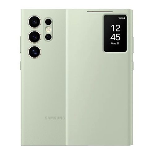 Samsung Galaxy S24 Ultra SM-S928, Oldalra nyíló tok, hívás mutatóval, kártyatartóval, Smart View Wallet, világoszöld, gyári