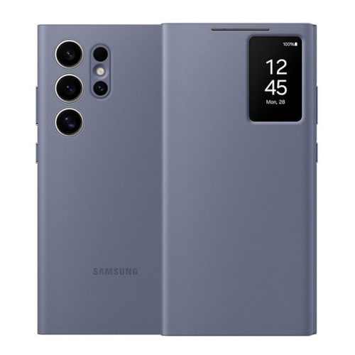 Samsung Galaxy S24 Ultra SM-S928, Oldalra nyíló tok, hívás mutatóval, kártyatartóval, Smart View Wallet, lila, gyári