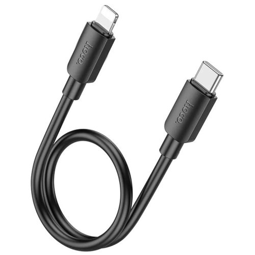USB Type-C töltő- és adatkábel, Lightning, 25cm, 20W, 2400mA, gyorstöltés, PD, Hoco X96 Hyper, fekete