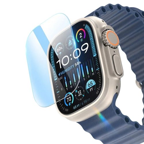 Apple Watch Ultra 1-2 (49 mm), Kijelzővédő fólia, ütésálló fólia (az íves részre NEM hajlik rá!), Tempered Glass (edzett üveg), 3D Full Cover, Dux Ducis Eapa, Clear