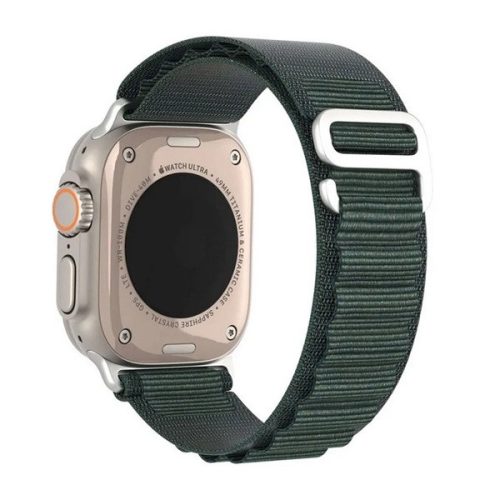 Apple Watch 4-6, SE, SE (2022) (42 / 44 mm) / Watch 7-9 (45 mm) / Watch 10 (46 mm) / Watch Ultra 1-2 (49 mm), textíl pótszíj, állítható, Dux Ducis GS, sötétzöld