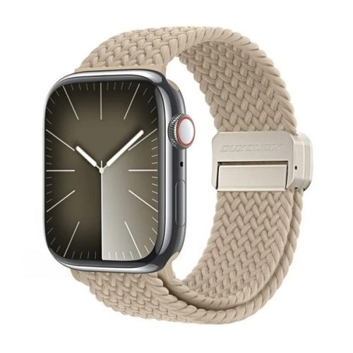 Apple Watch 4-6, SE, SE (2022) (42 / 44 mm) / Watch 7-9 (45 mm) / Watch 10 (46 mm) / Watch Ultra 1-2 (49 mm), textíl pótszíj, állítható, mágneses zár, Dux Ducis Mixture Pro, bézs