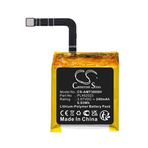 Amazfit GTS 3, Akkumulátor, 240 mAh, Li-Polymer, Cameron Sino, kompatibilis