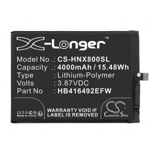 Huawei Honor X8 4G / X30i, Akkumulátor, 4000 mAh, Li-Polymer, Cameron Sino, kompatibilis