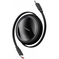   USB Type-C töltő- és adatkábel, USB Type-C, 100 cm, 100W, gyorstöltés, PD, lapos, feltekerhető, Baseus Free2Draw, fekete