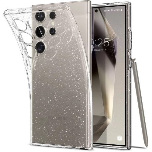 Samsung Galaxy S24 Ultra SM-S928 Szilikon tok, Spigen Liquid Crystal Glitter, átlátszó