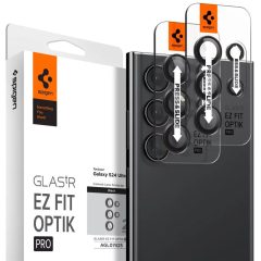   Samsung Galaxy S24 Ultra SM-S928, Kamera lencsevédő fólia, ütésálló fólia, Tempered Glass (edzett üveg), Spigen Glastr Ez Fit Optik Pro, fekete, 2 db / csomag