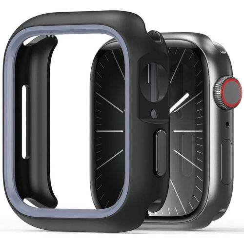 Apple Watch 7-9 (45 mm), Műanyag + szilikon védőkeret, szíj nélkül, közepesen ütésálló, Dux Ducis Bamo, sötétszürke