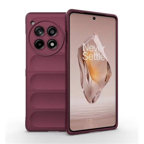OnePlus 12R / Ace 3, Szilikon tok, közepesen ütésálló, 3D minta, bordó