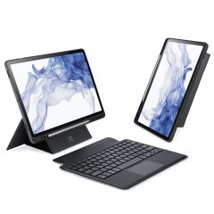   Samsung Galaxy Tab S7 11.0 / Tab S8 11.0, Bluetooth billentyűzetes, mappa tok, Touch Pad, állvány funkció, mágneses rögzítés, érintőceruza tartó, Dux Ducis DK, fekete