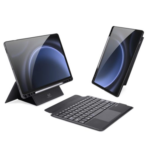 Samsung Galaxy Tab S9 FE (10.9) / Tab S10 FE (10.9) SM-X510 / X516B / X520 / X526, Bluetooth billentyűzetes, mappa tok, Touch Pad, állvány funkció, mágneses rögzítés, érintőceruza tartó, Dux Ducis DK, fekete