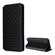   Samsung Galaxy Xcover 7 SM-G556B, Oldalra nyíló tok, bőrhatású, stand, Teljes 3D rombusz minta, prémium, fekete