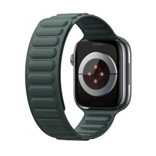 Apple Watch 4-6, SE, SE (2022) (38 / 40 mm) / Watch 7-9 (41 mm) / Watch 10 (42 mm), textíl pótszíj, mágneses zár, 3D minta, Dux Ducis BL, sötétzöld