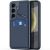 Samsung Galaxy S24 Plus SM-S926, Műanyag hátlap védőtok + szilikon keret, stand, bőrrel bevont hátlap, kártyatartóval, Magsafe kompatibilis, Dux Ducis Rafi II Mag, sötétkék