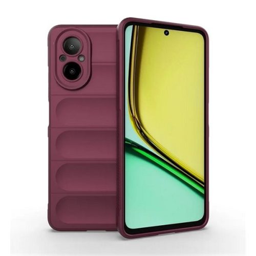 Realme C67 4G, Szilikon tok, közepesen ütésálló, 3D minta, bordó