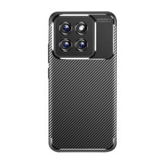   Xiaomi 14, Szilikon tok, közepesen ütésálló, légpárnás sarok, karbon minta, fekete