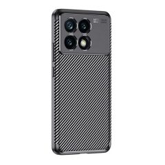   Xiaomi Redmi K70E / Poco X6 Pro 5G, Szilikon tok, közepesen ütésálló, légpárnás sarok, karbon minta, fekete