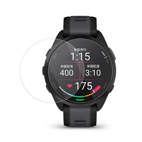 Garmin Forerunner 165 / 165 Music, Kijelzővédő fólia, ütésálló fólia (az íves részre nem hajlik rá!), Tempered Glass (edzett üveg), Clear, 2 db / csomag