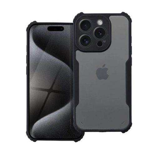 Apple iPhone 14 Pro, Szilikon tok, közepesen ütésálló, légpárnás sarok, akril hátlap, Anti-Drop Case, átlátszó/fekete