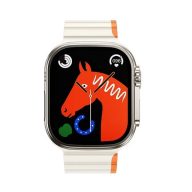   Apple Watch 4-6, SE, SE (2022), SE (2025) (42 / 44 mm) / Watch 7-9 (45 mm) / Watch 10-11 (46 mm) / Watch Ultra 1-3 (49 mm), szilikon pótszíj, mágneses zár, kétszínű, 3D minta, Hoco AS10-112, fehér/narancssárga