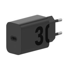   Hálózati töltő adapter, 30W, USB Type-C aljzat, PD, gyorstöltés, Motorola, fekete, gyári