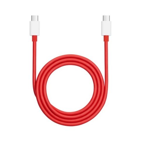 USB Type-C töltő- és adatkábel, USB Type-C, 100 cm, 12000 mA, 160W, gyorstöltés, SuperVooc, Vooc, QC, OnePlus SuperVooc, piros, gyári