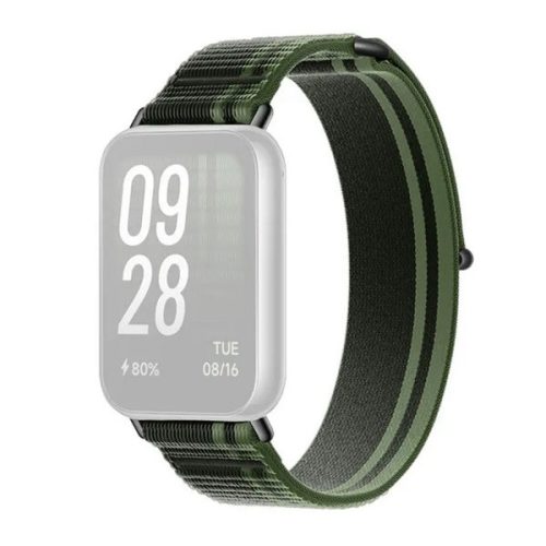 Xiaomi Mi Smart Band 8 Pro / Redmi Watch 4, textíl pótszíj, nylon, állítható, csíkos, Xiaomi Braided Quick Release, sötétzöld/zöld, gyári