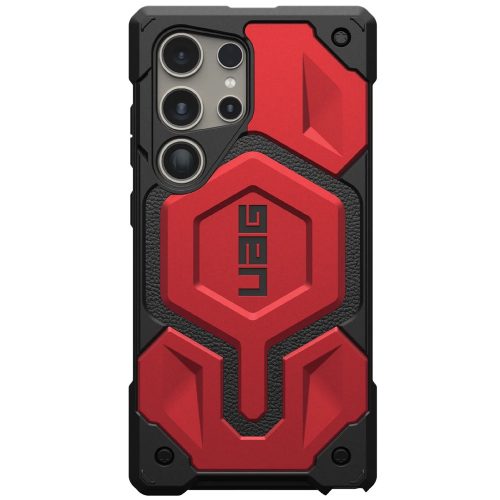 Samsung Galaxy S24 Ultra SM-S928, Műanyag hátlap védőtok, szilikon belső, közepesen ütésálló, Magsafe töltővel kompatibilis, UAG Monarch Pro, piros
