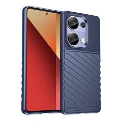   Xiaomi Redmi Note 13 Pro 4G / Poco M6 Pro 4G, Szilikon tok, közepesen ütésálló, domború csíkos minta, sötétkék